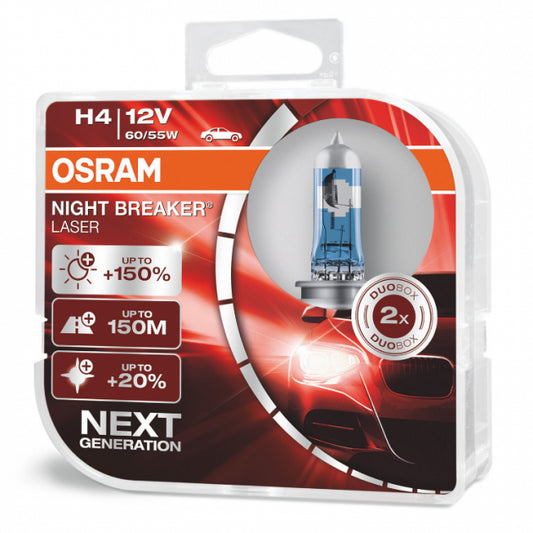 Комплект галогенних ламп Osram Night Breaker Laser Next Generation 64193 NL Duobox +150% (H4)