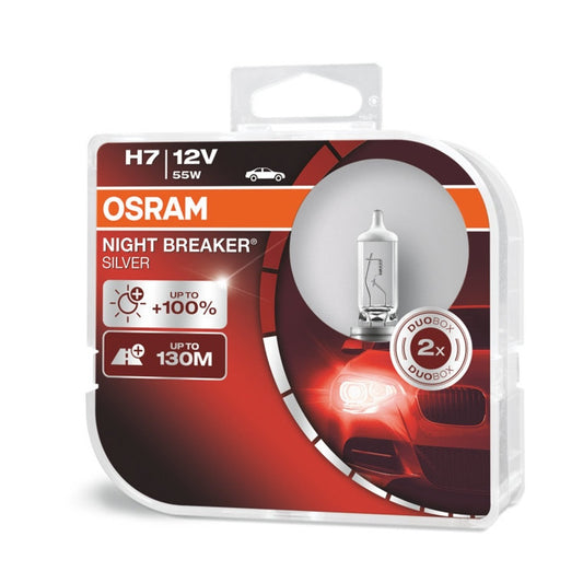 Комплект галогенних ламп Osram Night Breaker Silver 64210 NBS-01B +100% (H7)